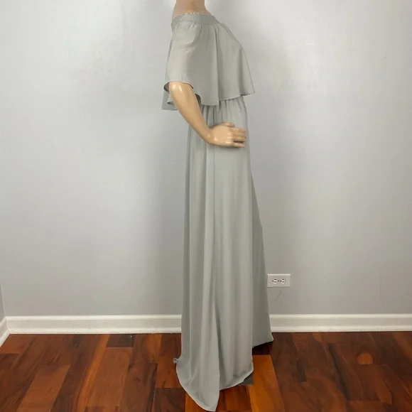 SHOW ME YOUR MUMU GRAY OFF-THE-SHOULDER RUFFLE MAXI DRESS - Picture 6 of 10